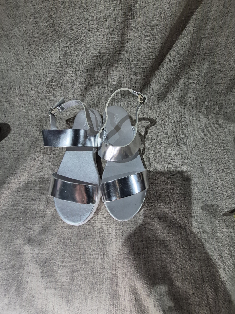 Simply Vera Vera Wang Silver Metallic Two-Strap Ankle Sandals